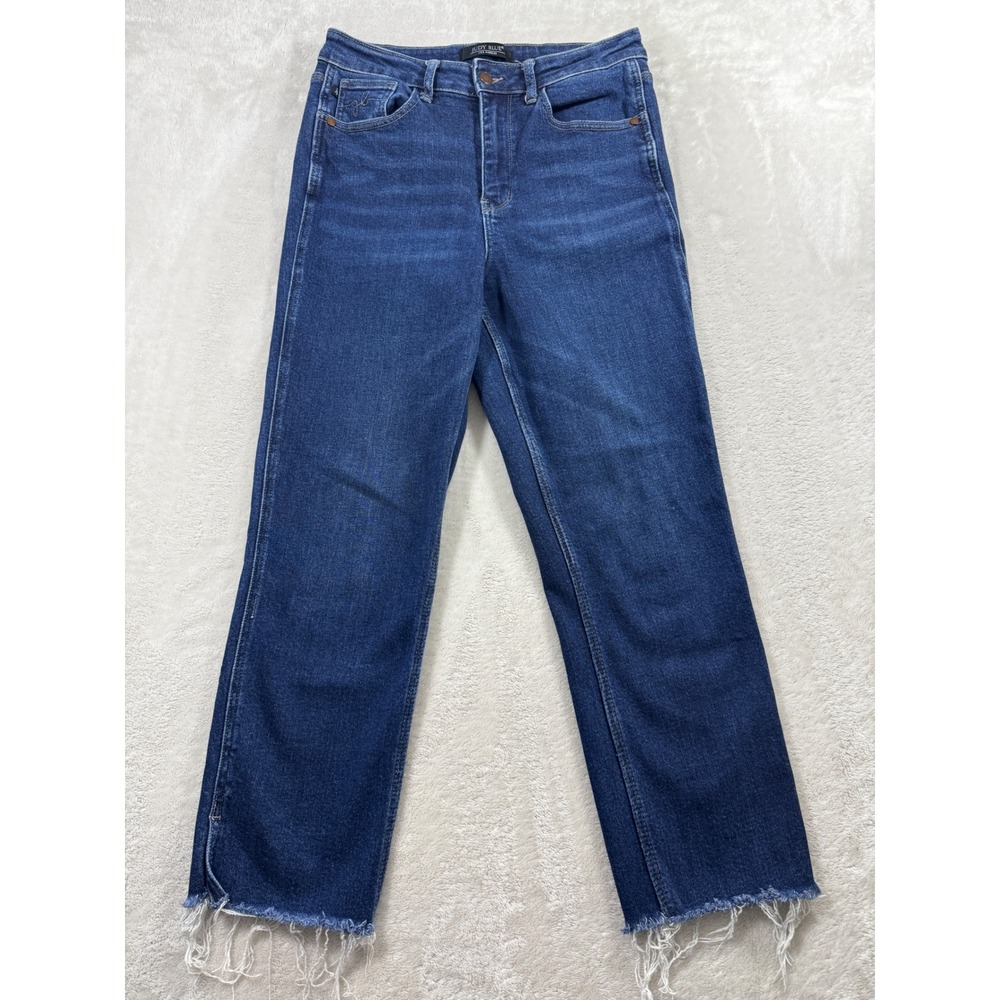 Judy Blue Womens Cropped Straight Raw Hem Blue Jeans 7/28 Meas: 28x25